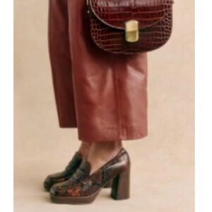 Sezane Jessie Loafers Brown Python Print - Size 9